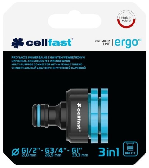 Przyłącze uniwersalne z gwintem wewnętrznym ENERGO™ G1/2″ – G3/4″ – G1″ Cellfast